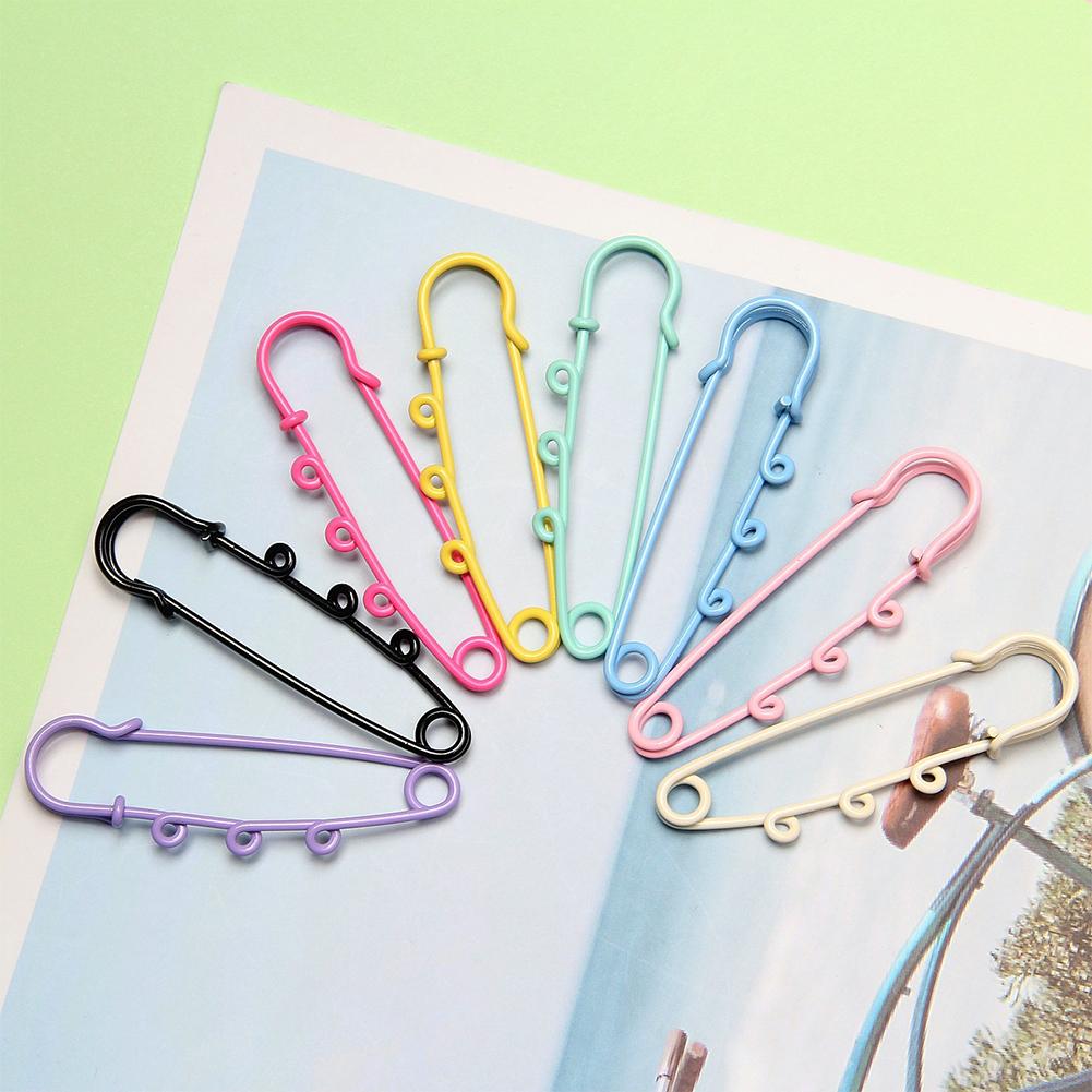 10pcs Metal Safety Pins Brooch Sewing Clothes Pins With 3Loops For Tags DIY Crafts Jewelry Making Findings