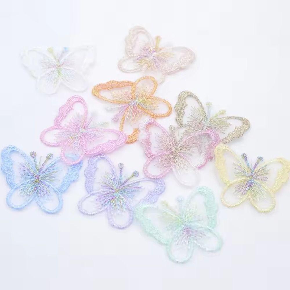 20Pcs Single layer Golden Thread Butterfly Appliques  Bridal Hair Accessories