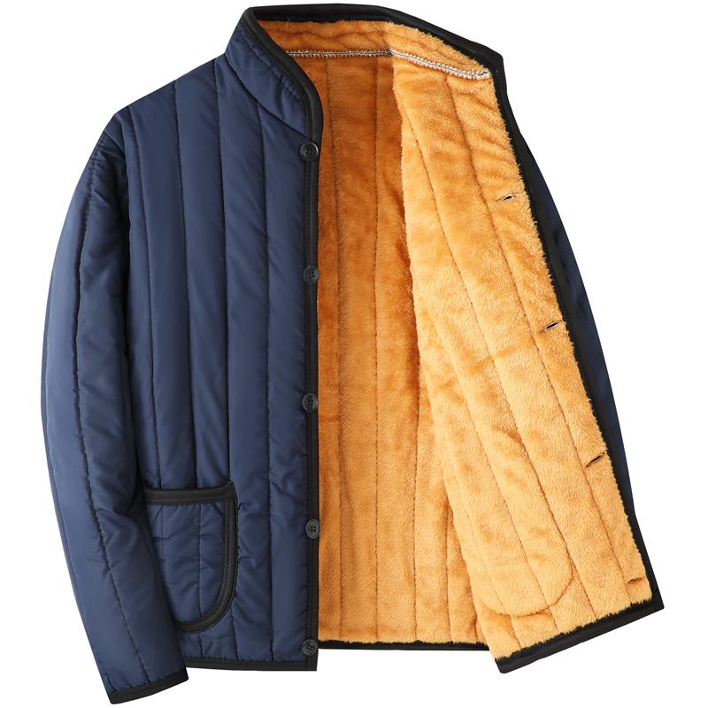 Men’s Cotton-Padded Winter Jacket for Middle-Aged and Elderly: Thick, Warm, Velvet-Lined for Dad and Grandpa