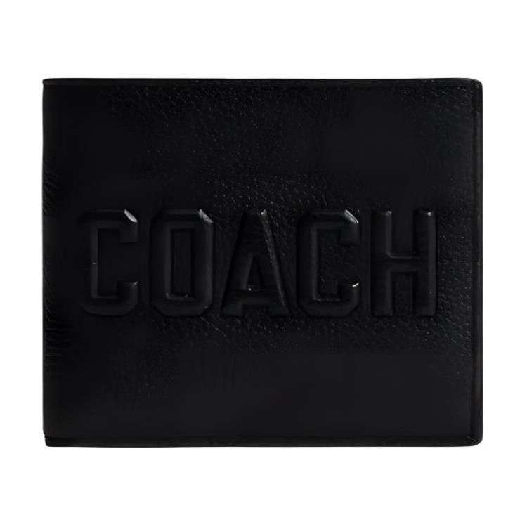 

Coach Logo Double Fold Design Leather Wallet Men wallet Black CZ501-BLK Black