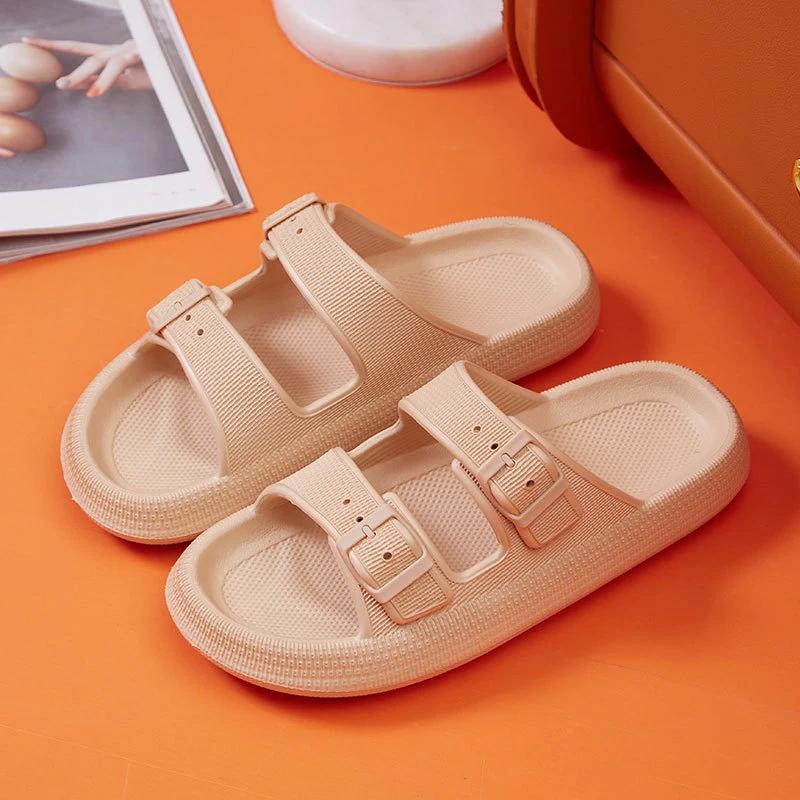 

Fashion Thick Platform Cloud Slippers Women Fashion Buckle Soft Sole Pillow Slides Sandals Woman 2025 Summer Beach Non-Slip Flip Flops 44-45