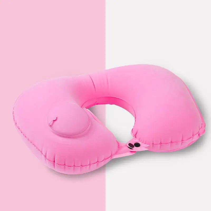Portable Foldable Inflatable U-Shaped Neck Pillow Lightweight Travel Pillow for Car Airplane Neck Waist Support Cushion