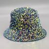 for Dazzle Color Sequins Bucket Hat Multi-Color All-match Wide Brim Bucket Hat Cool Summer Breathable Fisherman Cap Unis