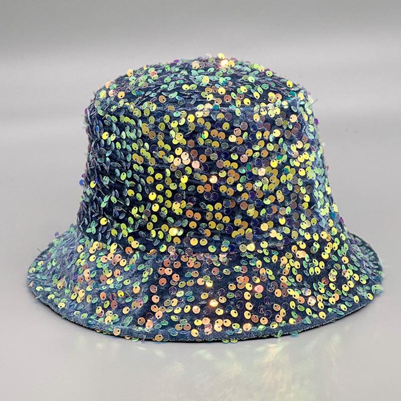 for Dazzle Color Sequins Bucket Hat Multi-Color All-match Wide Brim Bucket Hat Cool Summer Breathable Fisherman Cap Unis