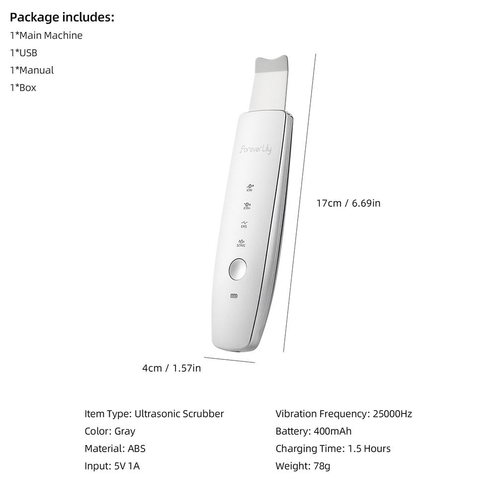 Ultrasonic Skin Scrubber Vibration Beauty Machine EMS Facial Peeling Ion Pore Clean Remove Blackhead Exfoliation