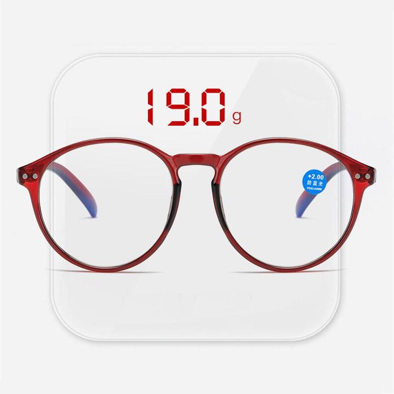Anti Blue Light Oval Hyperopia Eyeglasses Magnifier Plastic Frame Farsighted Glasses 0 To +400 For Women Men