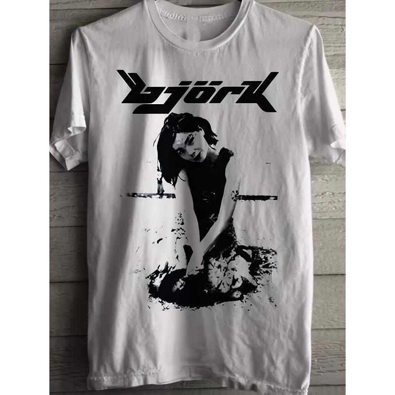 Bjork 90s Retro White T-shirt Men s T-shirt Summer New Unisex T-shirt S