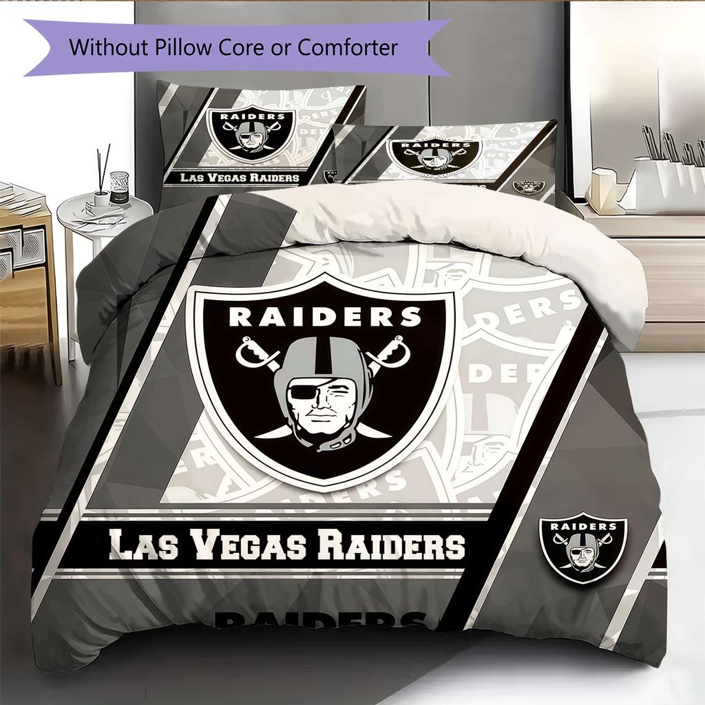 Raiders Pattern Bedding Home Decoration Birthday Gift ( 1 duvet cover + 2 pillowcase, without core),fan merchandise.