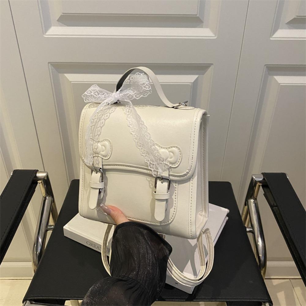 

Однотонный рюкзак с бантом квадратный студенческий школьный рюкзак портативный рюкзак из ПУ для детей белый