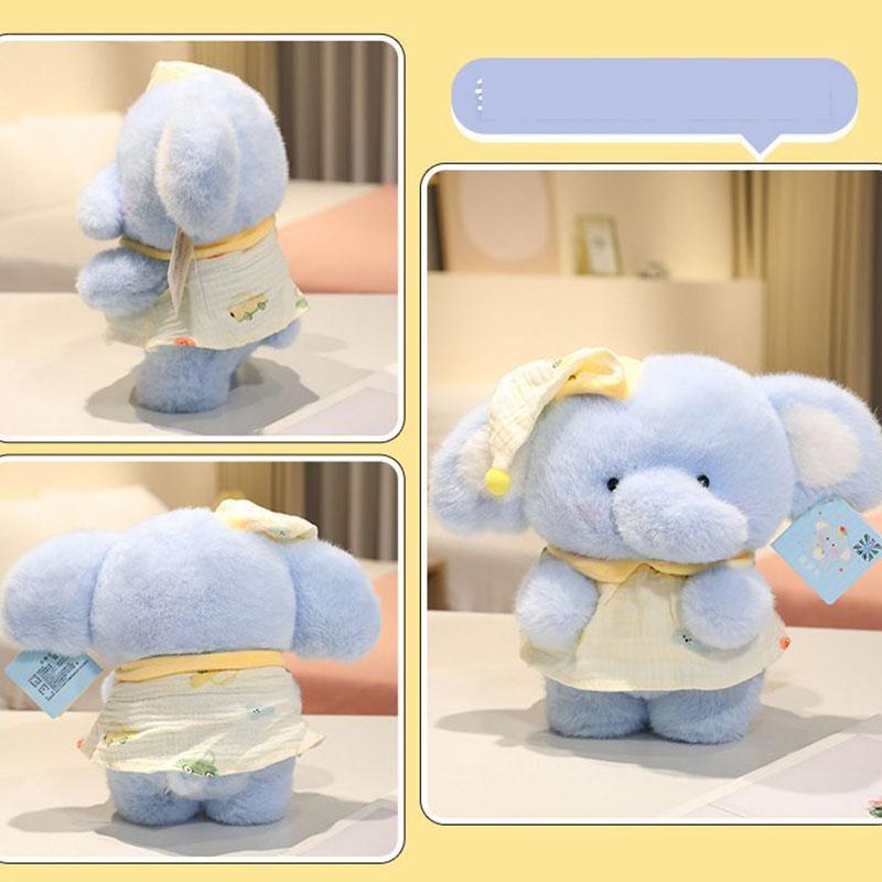 Cute Elephant Plush Toy With Pajama Outfit And Sleep Hat Soft Fluffy Stuffed Animal For Kid Adults Home Decoration Birthday Gift