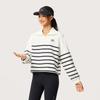 Li Ning Sports Lifestyle Serie Gestreiftes Buchstabenmuster Bequem Atmungsaktiv Vielseitig Polo Lockeres Sweatshirt Damen Sweatshirt Off-White Schwarz AWDV372-1