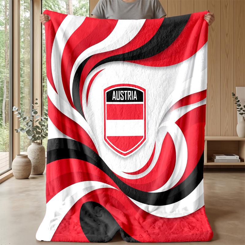 Austria Football Printed Flannel Blanket Skin Friendly Warm Decorative Throw for Indoor Couch Bed Daily Use