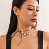 Elegant Heart Pendant Neck Chain Adornment Unique Bowknot and Heart Pendant Necklace Simple Clavicular Chain Accessory