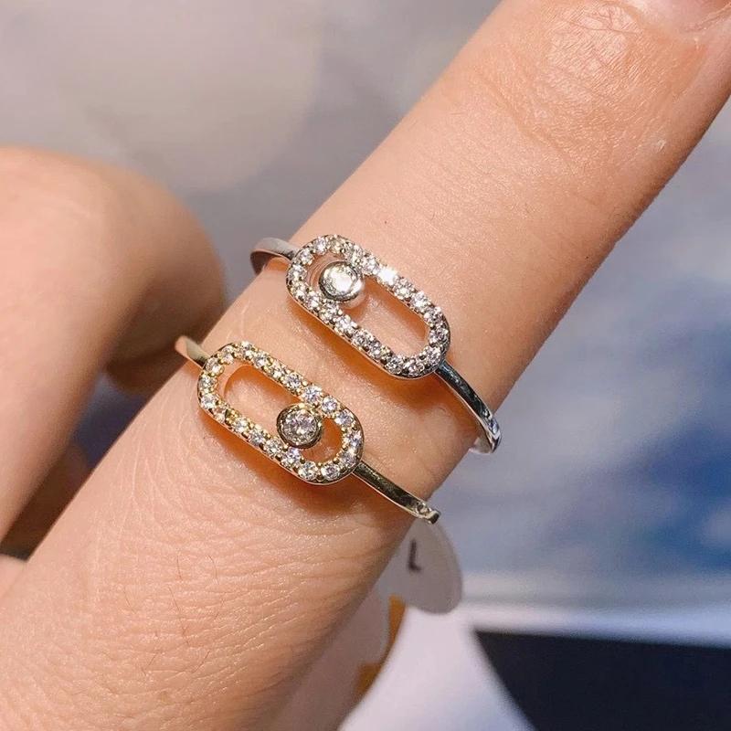 925 Sterling Silver Gothic Hollow Out Square Bridal Cubic Zirconia Open Rings for Women Fashion Student Unusual Jewelry
