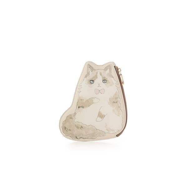 Samantha Thavasa Petit Choice Cats Collection Pouch Die-Cut (Ragdoll) Off-White