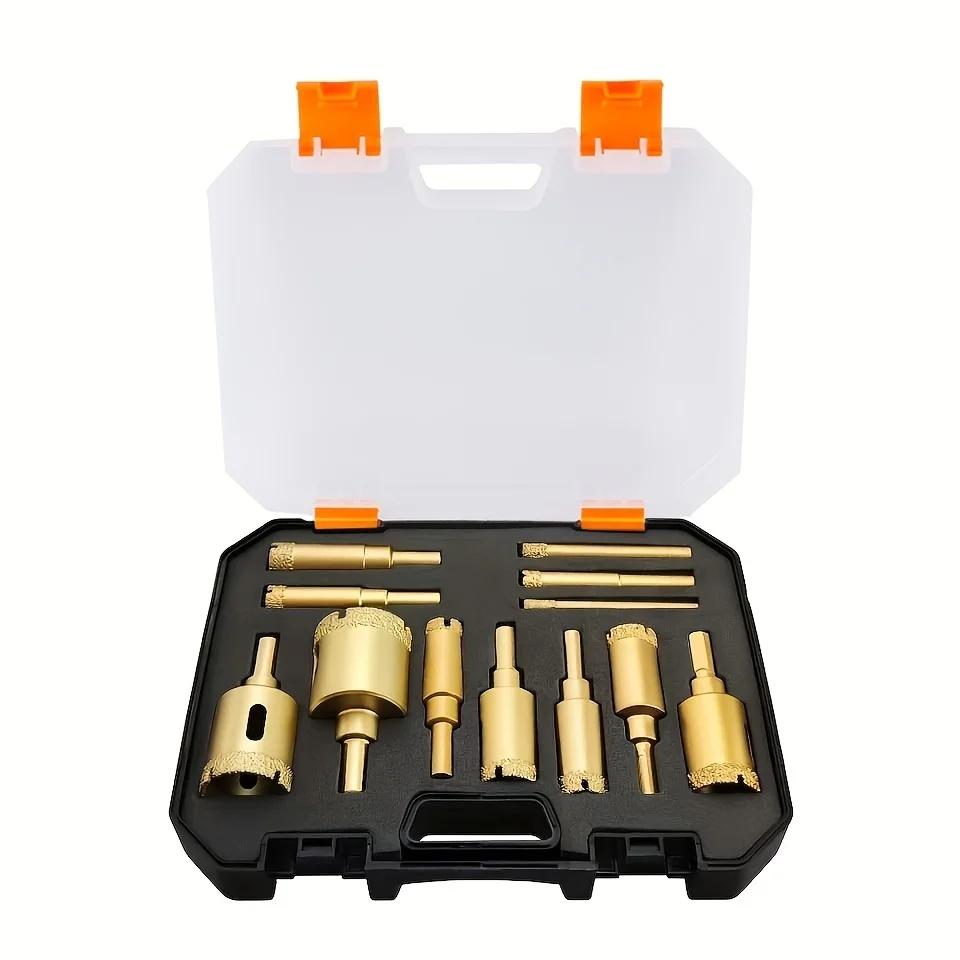 Set di 12 Punte da Trapano Diamantate per Vetro, Marmo e Pietra - Kit Sega a Tazza da 6-35mm con Attrezzi Manuali, Granito, Piastrelle, Ceramica