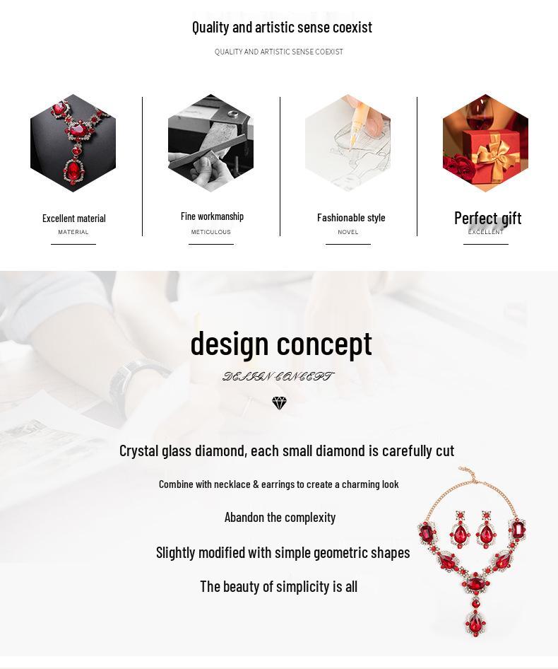 Retro Exaggerated Necklace Set: Large Gemstone Clavicle Chains for Women