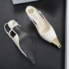Fashion High Quality Luxury Designer Splicing Metal Pointed Toe Women Pumps Elegant High Heels Stripper Banquet Shoes Slingback Sandals