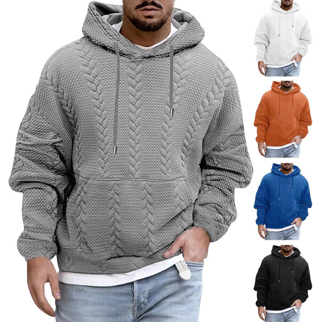 Men's Casual Solid-color Long-sleeved Hooded Pullover Hoodie