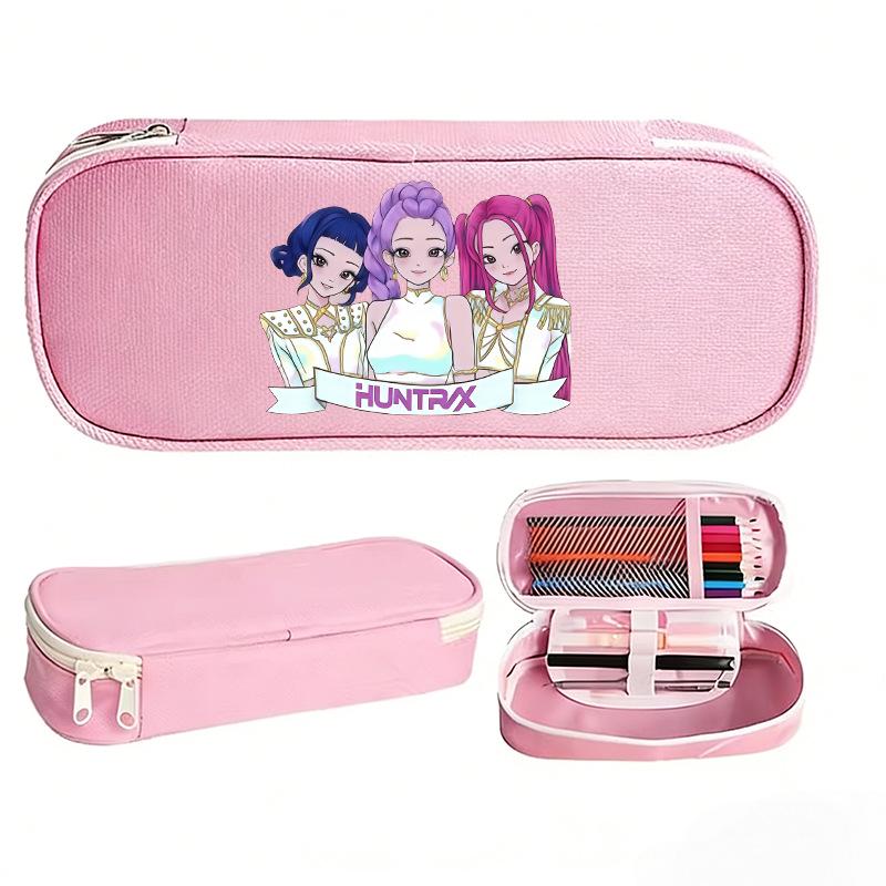 K-pop Demon Hunter Girl Group Pencil Case - Korean Style, Multi-functional Oxford Cloth Stationery Box for Junior & High School Students