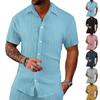 Summer Men's Casual Loose-Fit Short-Sleeved Cardigan Beach Shirt