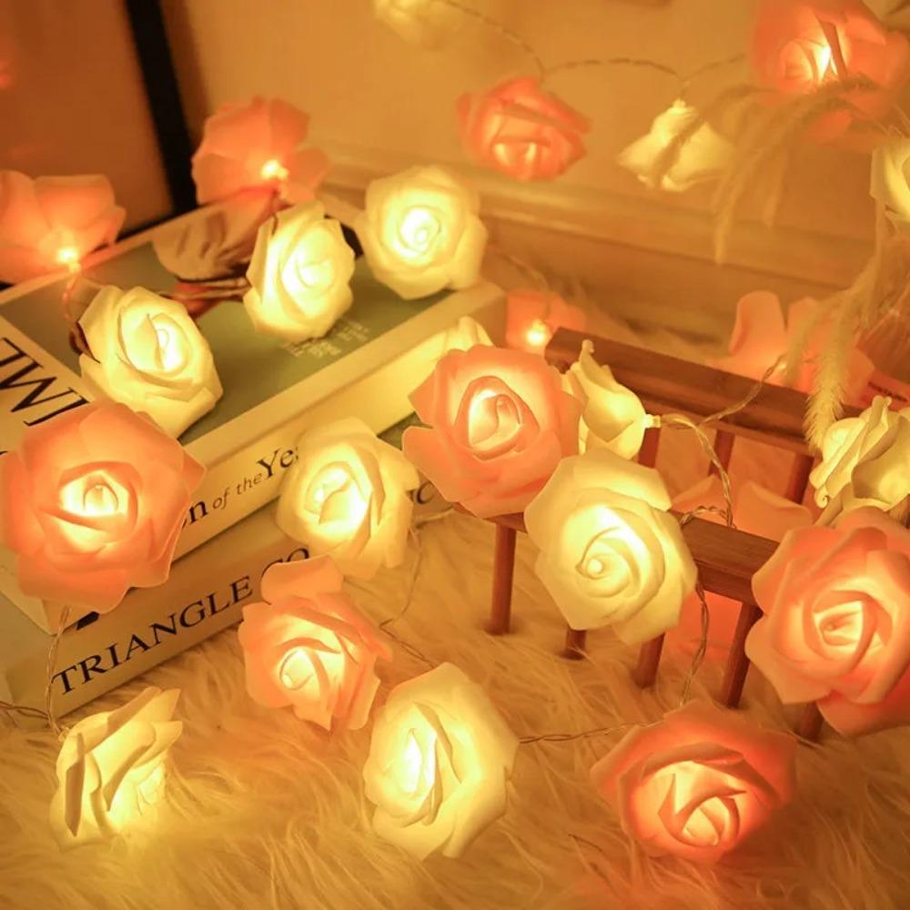 Battery Operated Outdoor Lamp Rose String Light Flower Fairy Light Light String Wedding Decoration