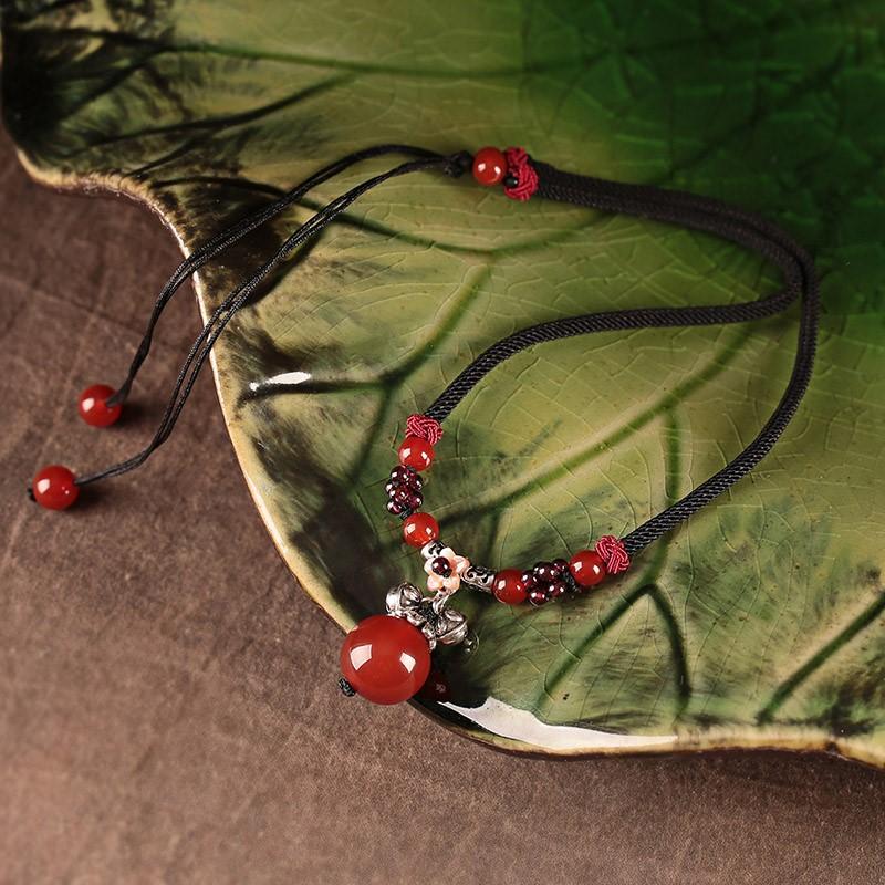 

GemChic женские новые винтажные простые красные агаты бусины кулон ожерелье цепь мода день рождения рождество ювелирные изделия подарок