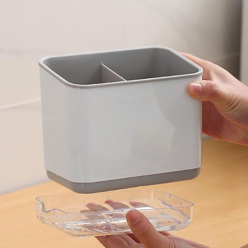 1 st Dubbellaagse Afneembare Eetstokjes Kooi Multifunctionele Lepel Vork Opbergrek Bestek Organizer Keukenaccessoires