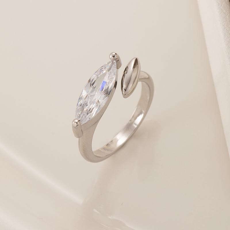 

ANENJERY Открытое кольцо с каплями воды и цирконием для женщин и мужчин, простые, гламурные, роскошные подарки, ювелирные изделия оптом, свадьба adjustable серебряный