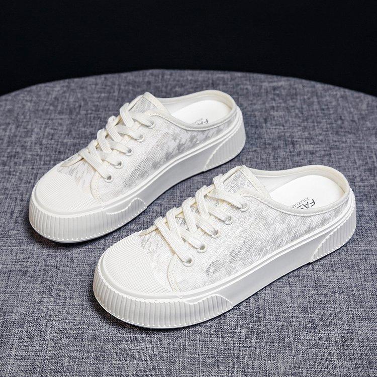 

Baotou semi-drag women s spring 2025 new mesh rubber flat-soled women s shoes summer breathable casual sports sandals 40 бежевий