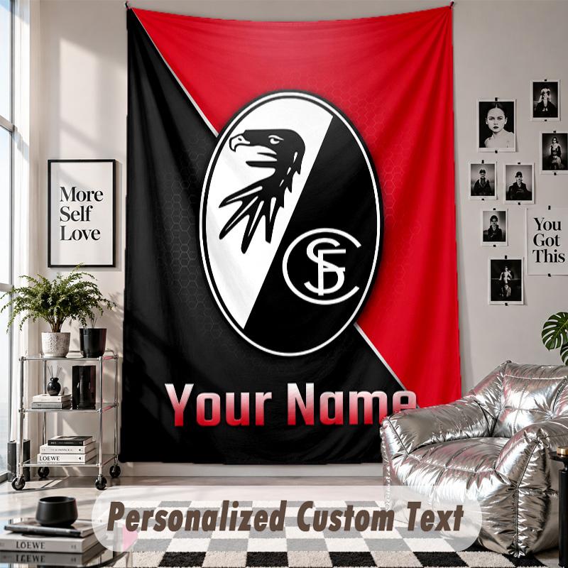 Arazzo da Appendere alla Parete con Nome e Testo Personalizzati, Arazzo Decorativo SC Freiburg FC per Camera da Letto