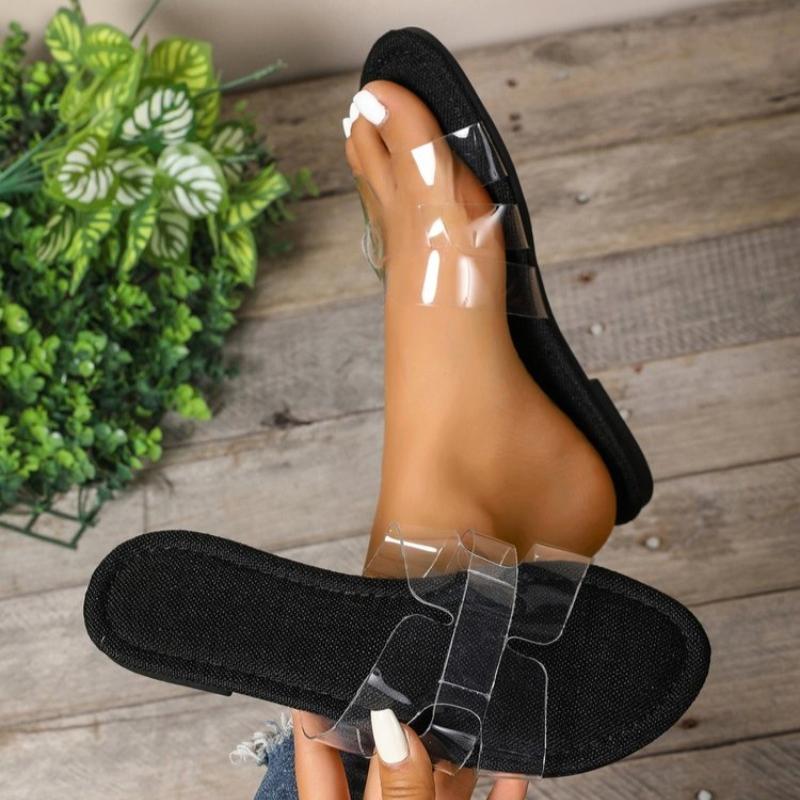 Fashion Summer Simple Transparent Sandals Comfort Female Shoes Solid Flats Footwear Ladies Flat Bottom