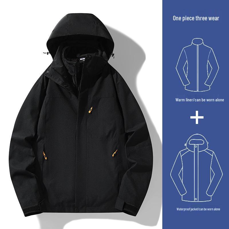 

Унісекс Вітрозахисна та Водонепроникна Куртка 3-в-1 зі Знімною Флісовою Підкладкою для Альпінізму Black Male