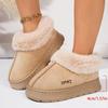 Anti-slip Thick Plush Snow Boots Women Faux Suede Platform Fur Winter Boots Woman Slip On Warm Cotton Padded Shoes Female