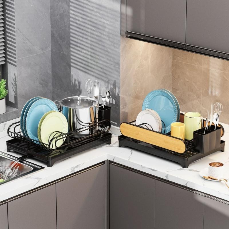 Multipurpose Dish Drainer Storage Rack Portable Dish Drying Stand with Adjustable Feet for Kitchen Organization