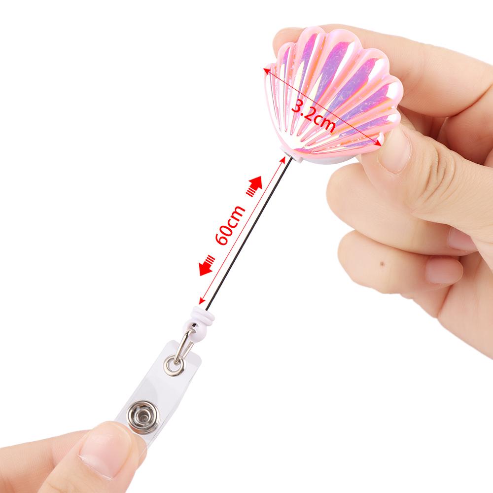 New Shell Shape Resin Pull Name Id Card Badge Reel Holder Nurse Badge Reel Clip Retractable Exhibition Chest Card School Supply