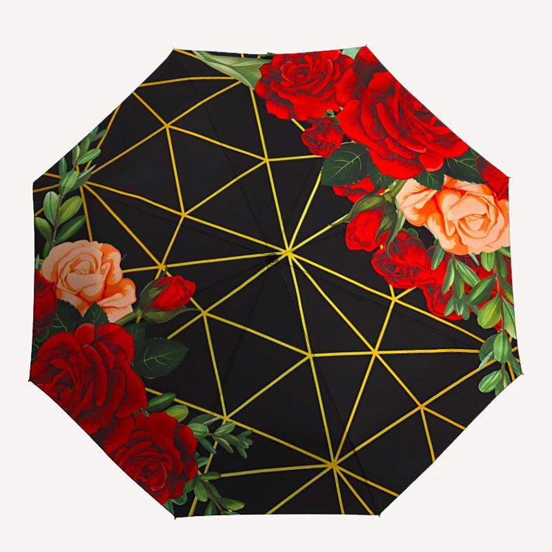 

1pc Floral Geometry Automatic Open/close, All-Season Portable Folding Umbrella for Friends, Travel, Everyday yy250812192