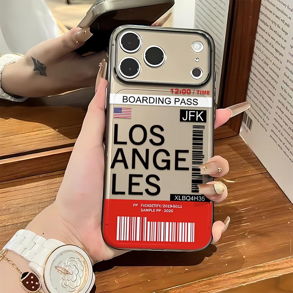 Soft Phone Case For Iphone 17 Pro Max Case Los Angeles Boarding Pass Iphone 16 13 12 14 11 15 Plus Silicone Shockproof Cover
