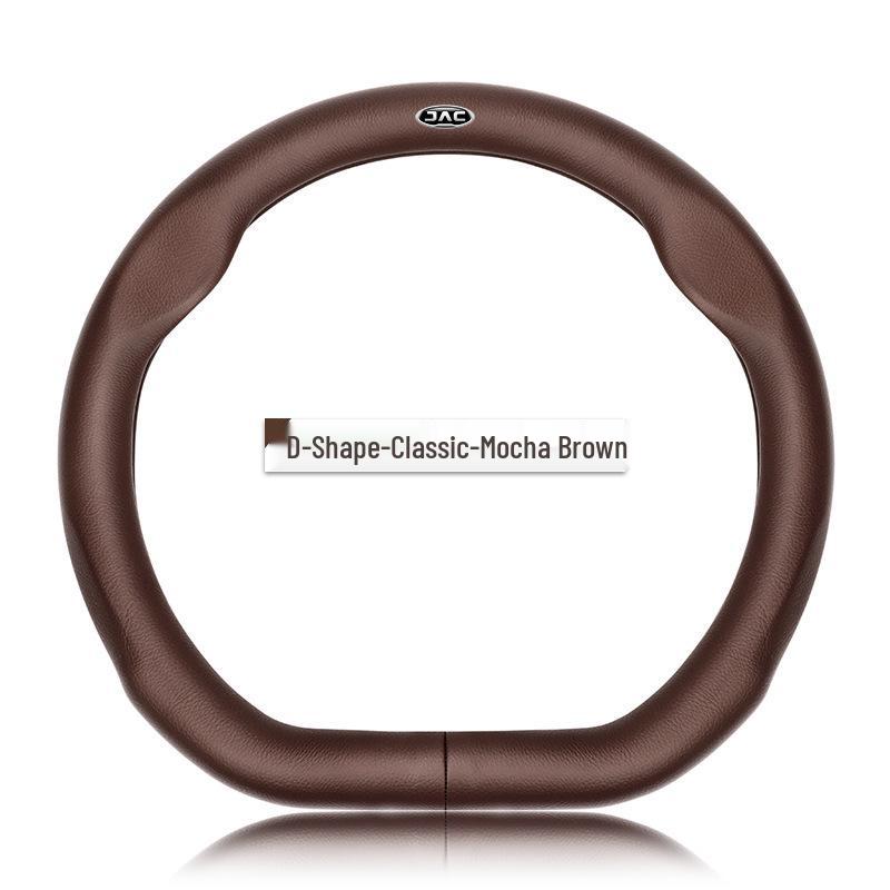 Genuine Leather Steering Wheel Cover for JAC Refine A60S3/Heyue A13, Ultra-Thin Design