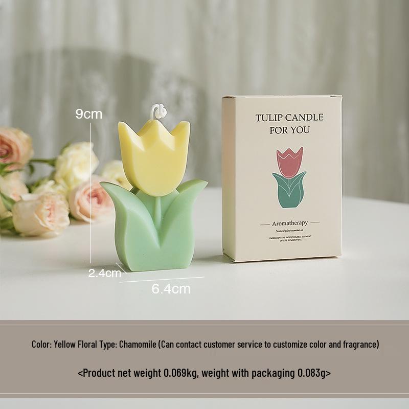 Tulip Flower Shaped Scented Candle - Handmade Teacher's Day Gift Fragrance