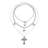 Hip Hop Style Cross Pentagram Pendant Necklace, Personality Shining Star Chain Collarbone Chain