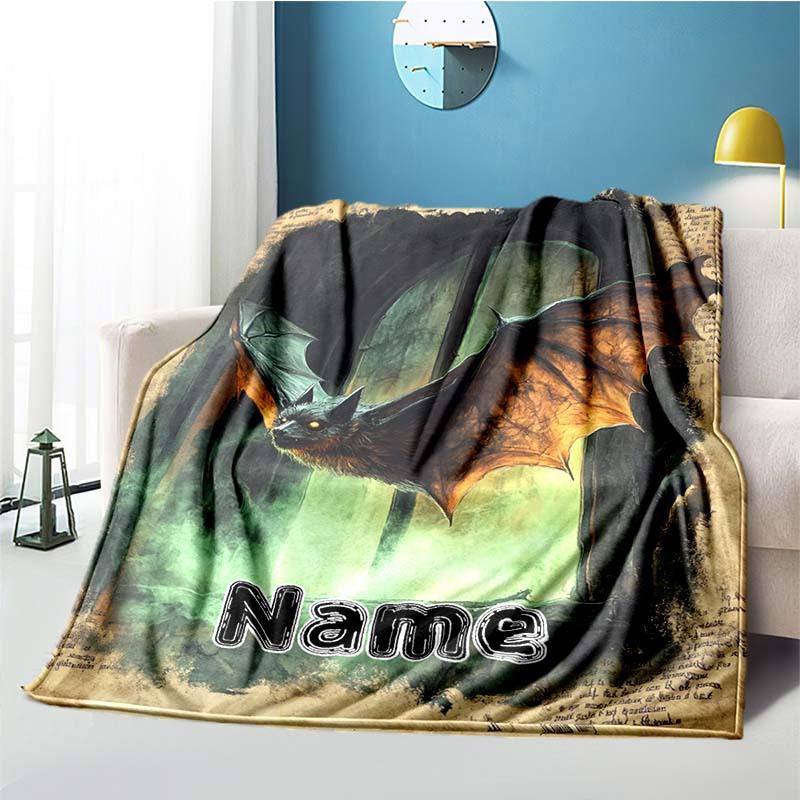 Night Bat Customize Your Name Blanket Used For Chair Office Sofa Bed Camping Soft And Warm Giving Friends And Relatives Birthday Graduation Gift
