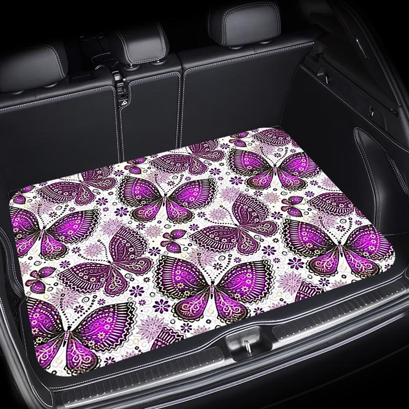Colorful Butterflies Custom Cargo Liner Mat for Cars - Durable Trunk Mat Protector with Anti-Slip Texture Bronze Yellow