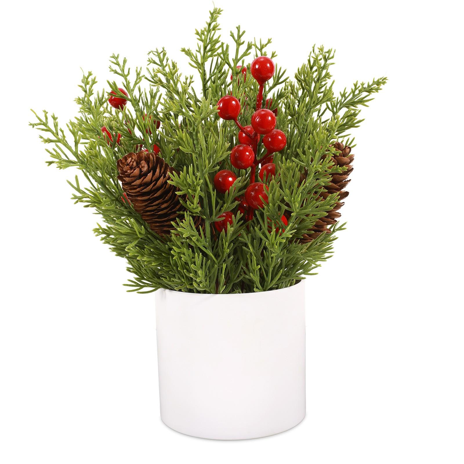 

Имитация и ветка красная ягода зеленое растение сочетание рождественская игла домашний стол цветочная композиция украшения One Size белый