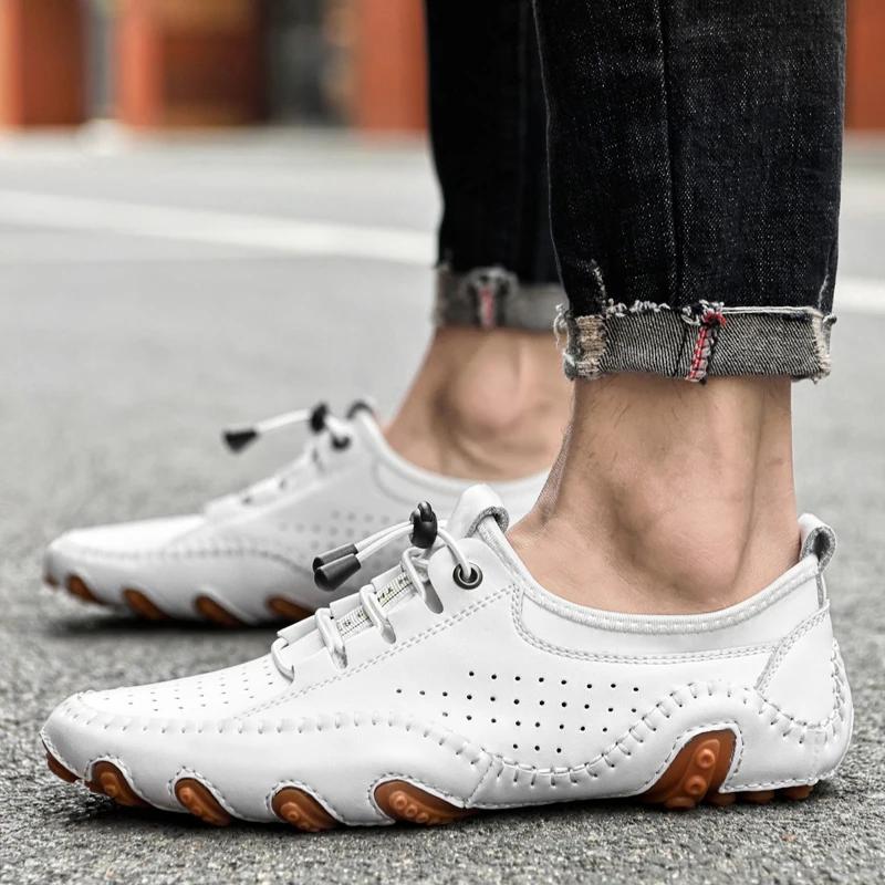Fashion Men's Casual Summer Shoes Sneakers Men Genuine Leather New Outdoor Shoes Men Loafers Vintage Designer Leisure Big Size 38-47