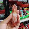 Natural Crystal Red Gum Flower Hexagonal Single Pointed Pillar Polishing Hexagonal Columns with Original Decorative Stones