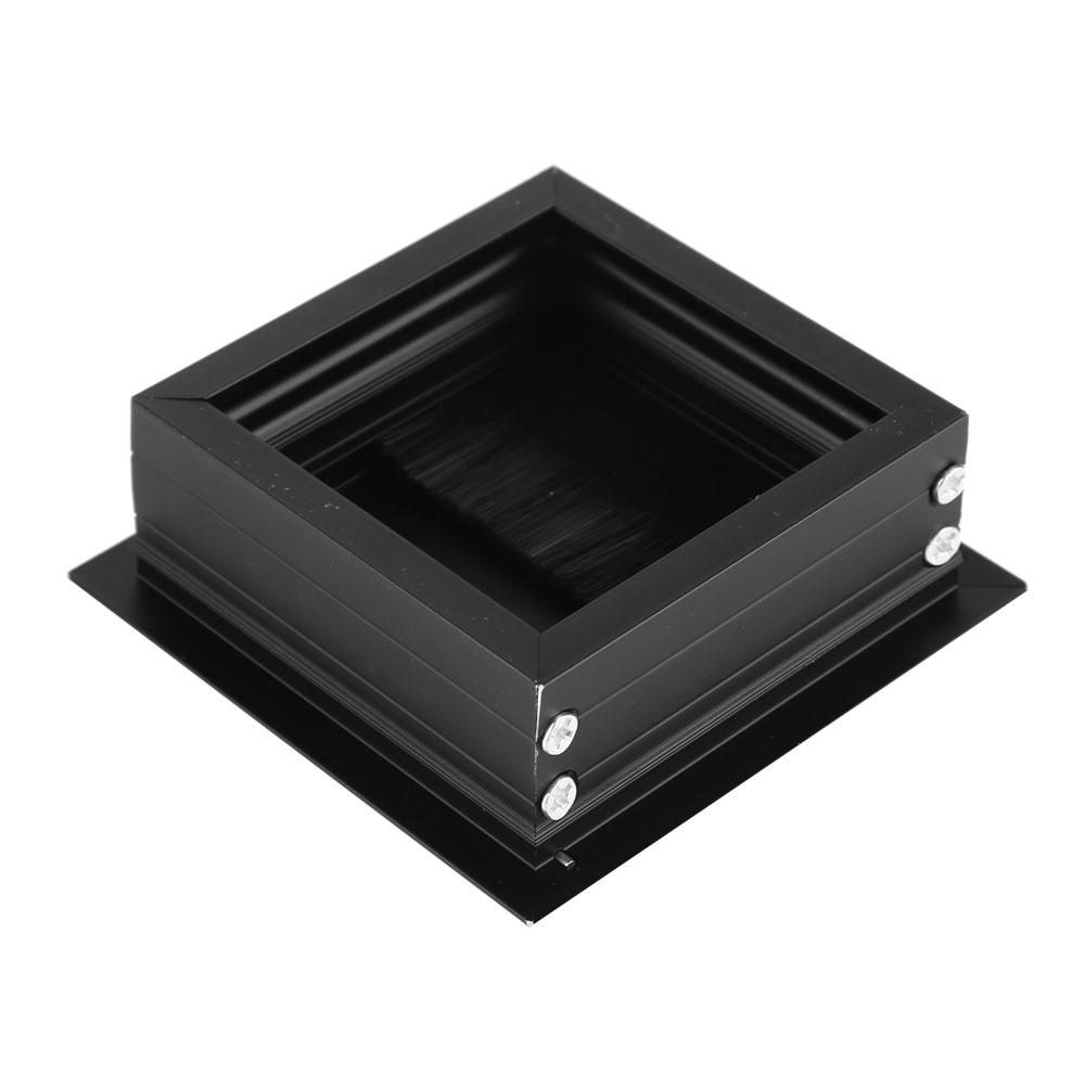 2pcs Table Desk Rectangle Aluminum Alloy Wire Cable Grommet Hole Cover with Brush