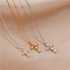 S925 Silver Zircon Cross Pendants Necklaces Light Gothic Cross Pendant Chain Fashion Jewelry for Women Charms SL22