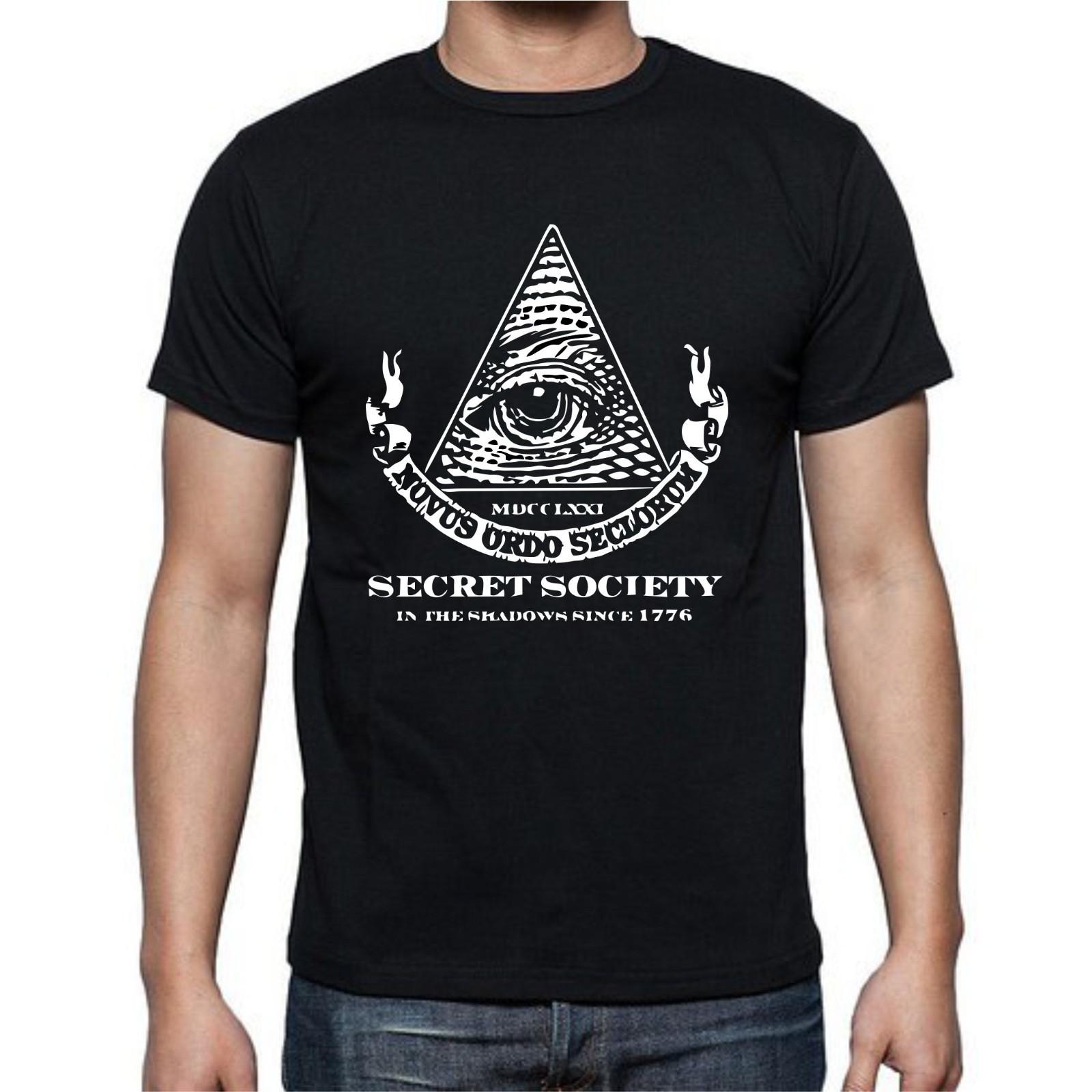 Illuminati Secret Society Freemason  Eye Pyramid Masonic T Shirt Mens Womens Tees Top Tee L