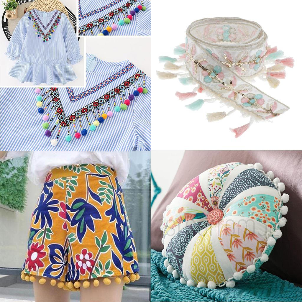 Embroidery Ribbon Tassel Ball Fringe Edge DIY Applique Decor